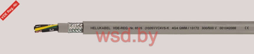 Кабель (H)05VVC4V5-K ((N)YSLYCYÖ-Кабель JZ) с цифровой маркировкой жил, экранированный, маслостойкий, ЭМС, с разметкой метража 5 G 10